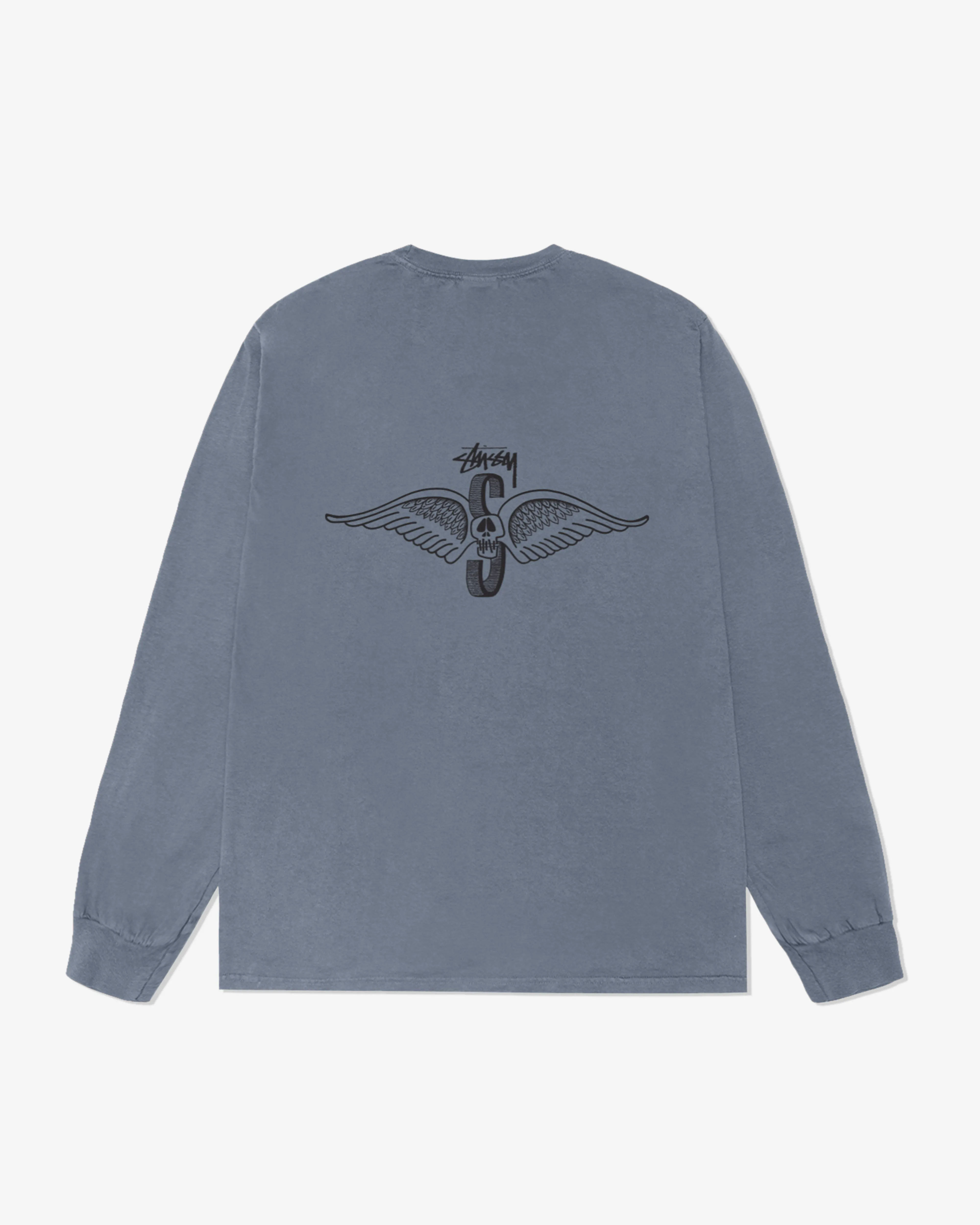 Stssy - Men's Skull Wings Pig. Dyed Long Sleeve T-Shirt - (Navy)