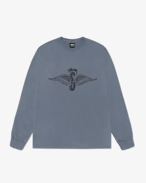 Stssy - Men's Skull Wings Pig. Dyed Long Sleeve T-Shirt - (Navy)