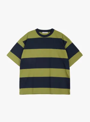 Triple Stripe T-Shirt Navy and Green