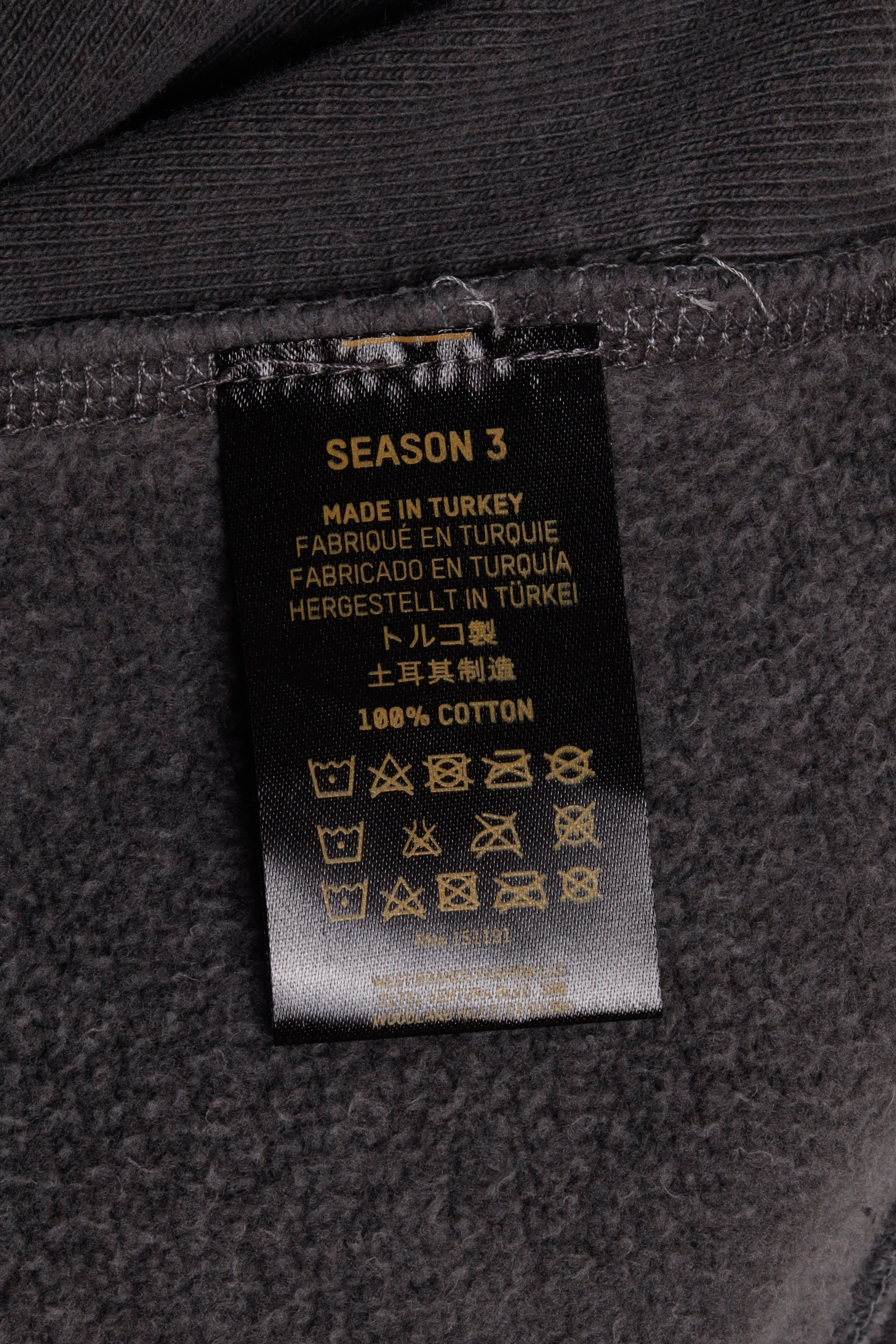 YEEZY SS16 'Season 3 Relaxed Fit' Hooded Sweatshirt Onyx Grey (2016)